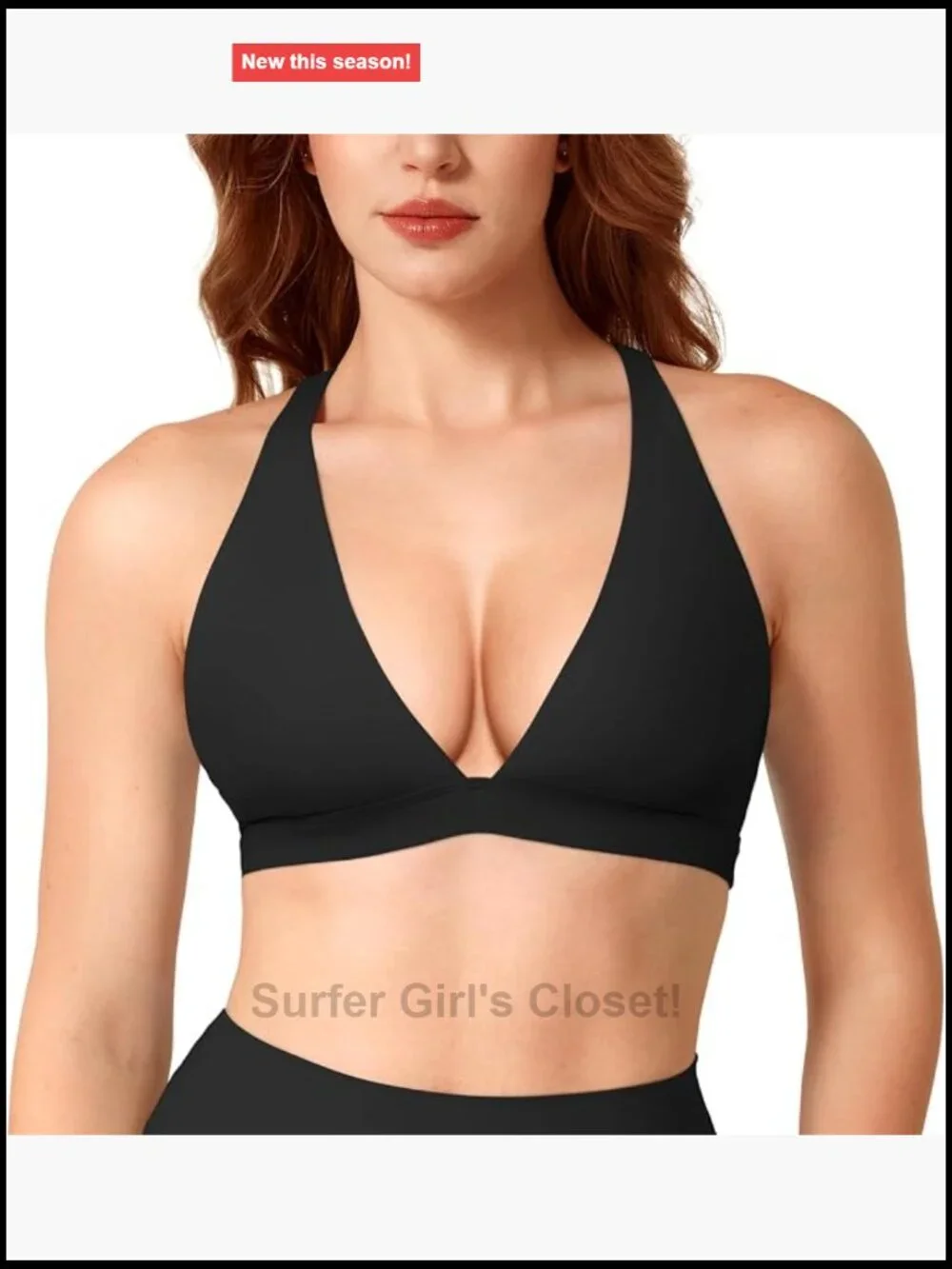Deep V Neck Sports Bra with Removable Pads, Racerback, Nylon Spandex